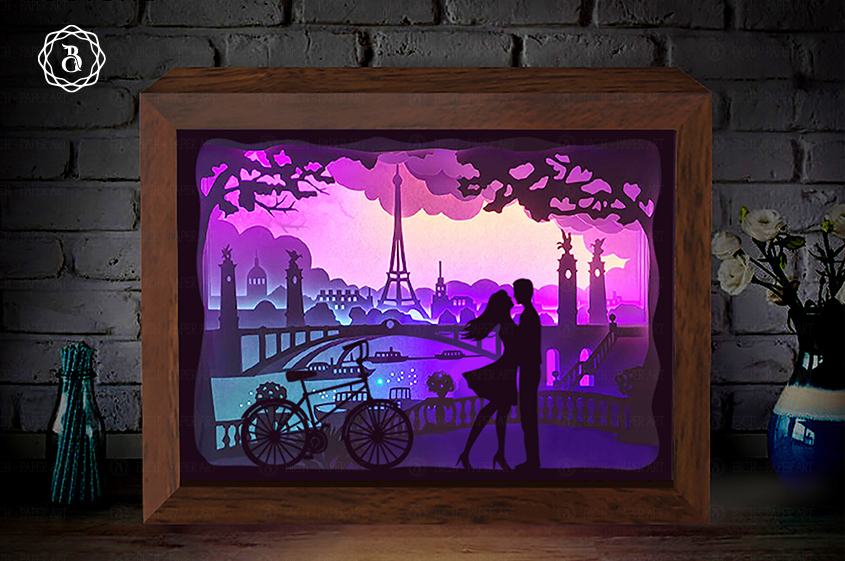 Couple In Love Shadow Box Free Template