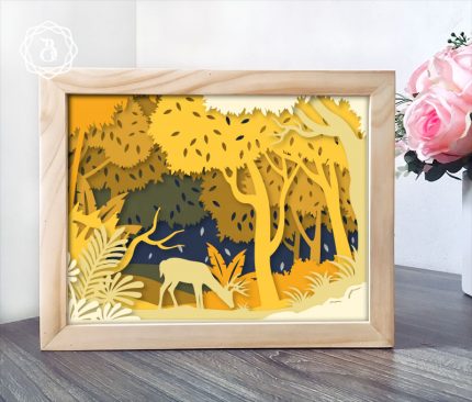 Autumn Forest Shadow Box SVG Files, Paper Cutting Template, 3D Shadow Box SVG, Light box SVG Files10x8in