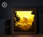 Dinosaur Light Box Template, Paper Cutting Template, Dinosaur 3D Shadow Box SVG Files (8x8in)