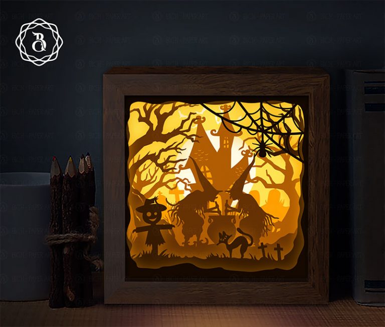 Nightmare Before Christmas Shadow Box SVG, Halloween Paper Cut Template ...