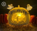 Cat Witch Pumpkin Pop Up 3D SVG, Halloween Paper Cutting Template File - Halloween Pop-up 3D Card - Pumpkin Popup (8x6in)