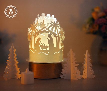 Paper Cut Lamp Nativity Of Jesus - Paper Cutting Template - DIY Paper Cut Lamp - The Birth Of Jesus SVG - Merry Christmas Paper Lanterns