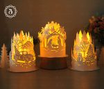 Combo 3 Items Paper Cut Lamp For Christmas - DIY Paper Cut Lamp - Merry Christmas SVG Files - Christmas Paper Lanterns