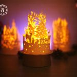 Paper Lanterns Santa Claus With Christmas Tree - Paper Cut Lamp Merry Christmas - Xmas Lantern SVG - Christmas Paper Lanterns