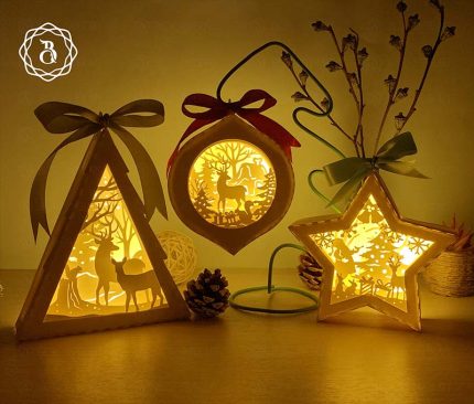 Combo 3 Items Paper Cut Template For Christmas - DIY Paper Cut Shadow Box - Merry Christmas SVG Files - Christmas DIY