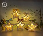 Combo 5 Items Merry Christmas Hanging Star Lantern Shadow Box SVG - Paper Cut Christmas Shadowbox - Paper Cut Christmas Ornaments