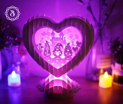 Pop-Up 3D Valentine Gnomes Heart Love SVG - Paper Cutting Template - Valentine Heart SVG files - Heart Pop-up Card 3D( 20x20cm)