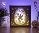 Gnome Easter Bunny Egg Shadowbox SVG- DIY Easter Decor - Easter Paper Cut Template - Easter Bunny Eggs SVG (8x8 in)