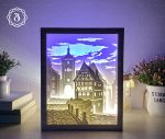Rothenburg Germany Shadow Box SVG, Paper Cutting Template, 3D Shadow Box SVG, Light box SVG Files 8x10in
