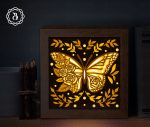 Butterfly 3D Shadowbox Art, Paper Cutting Template, Shadow box SVG, Light box SVG Files (8x8in)