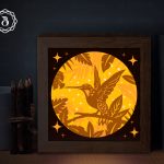 Hummingbirds Shadow Lightbox, Paper Cutting Template, Shadow box SVG, Light box SVG Files (8x8in)