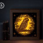 Parrot Paper Cut Shadow Box, Paper Cutting Template, Shadow box SVG, Light box SVG Files (8x8in)