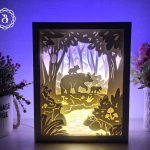Bear Family Shadow Light Box SVG,Paper Cutting Template, Shadow box SVG, Light box SVG Files (8x10in)