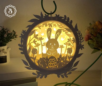 Hanger Lanterns Bunny Easter SVG Files - Easter Bunny Eggs Shadow Box SVG - Easter Paper Cut Template SVG (16x16cm)