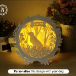 Hanger Lanterns Love Dog SVG Files - Dog Memorial Shadow Box SVG - Pet Paper Cut Template SVG (16x16cm)