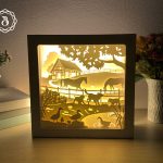 Happy Farm Shadow Box SVG, Paper Cut Shadowbox, Cricut SVG, Laser Cut Files, Lightbox SVG 8x8in