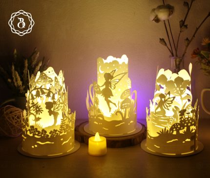 Combo Of 3 Items Cute Fairy Paper Lanterns SVG - Paper Cut Lamp Fairy - Paper Cutting Template - DIY Paper Lanterns