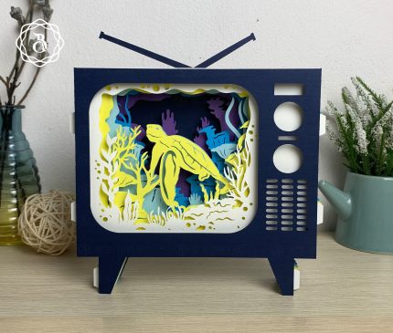 Television Popup 3D Card Sea Turtle SVG, TV Pop-up Card Beautiful Ocean, Animal Pop-up Card 3D Gift
