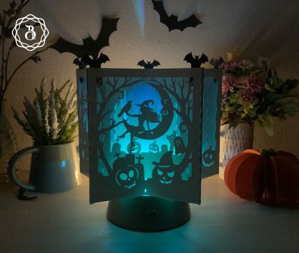 Book Star Lanterns 3D Halloween Witch, 3D Paper Star Template, Halloween Decorating Handmade, Cat Witch Halloween Paper Cut