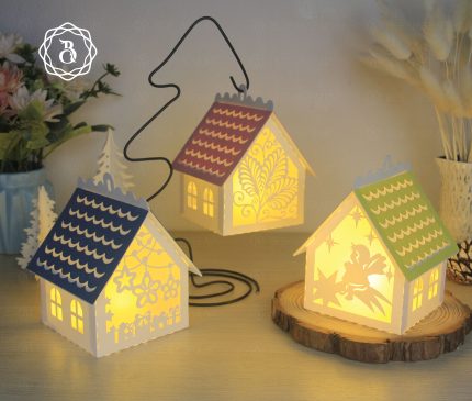 Combo 3 Mini Christmas Light House Paper Cut SVG - Christmas Decorations For Home - Xmas Gifts - Christmas Ornaments
